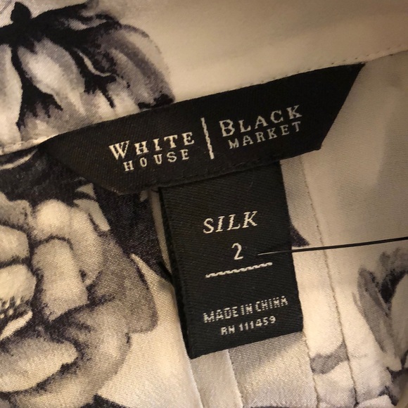 WHBM White black floral blouse S - Picture 6 of 6